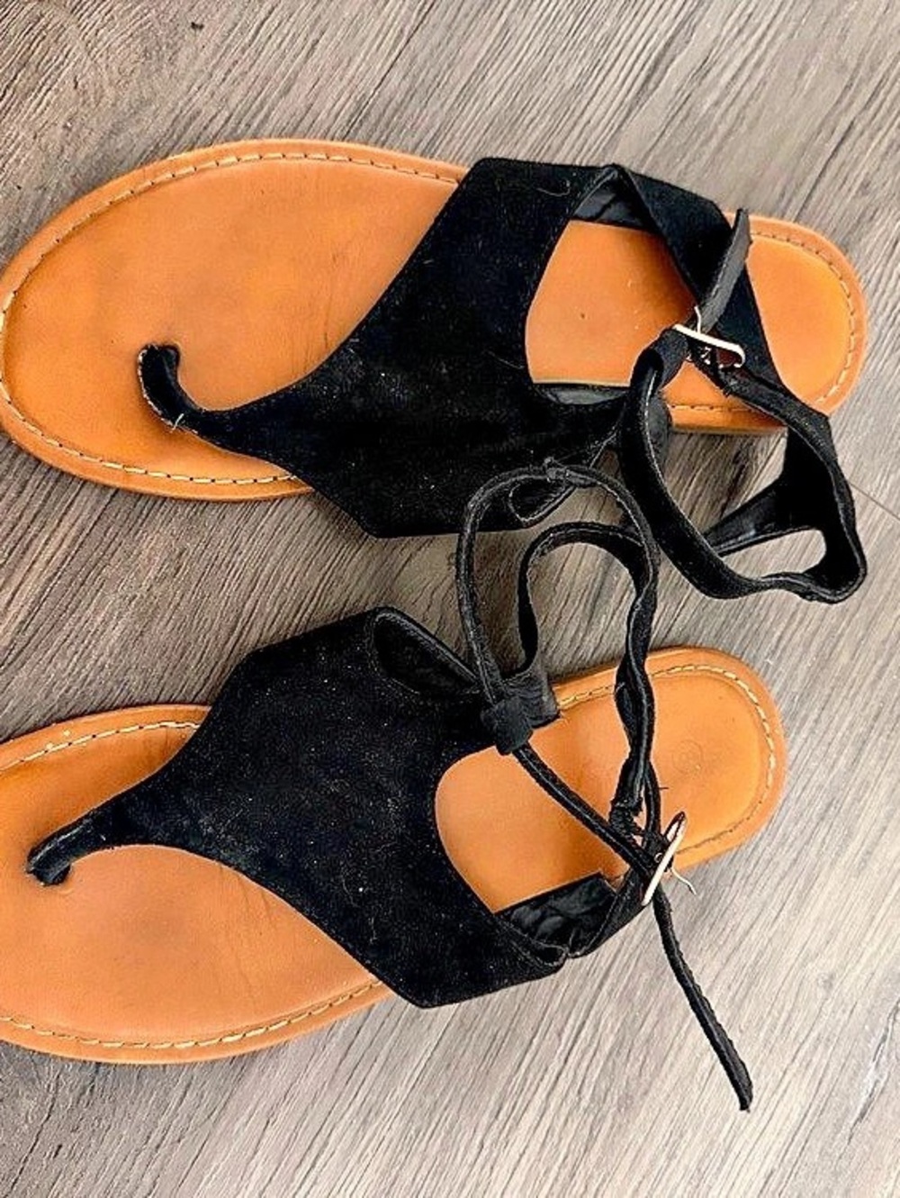 Black Strappy Flat Sandals